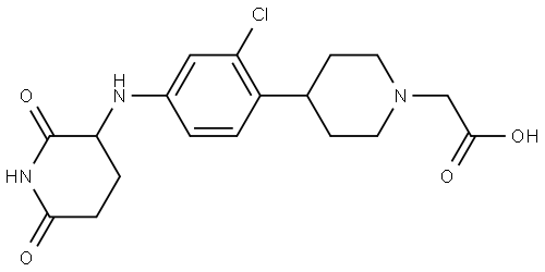 2-(4-(2-chloro-4-((2,6-dioxopiperidin-3-yl)amino)phenyl)piperidin-1-yl)acetic acid Struktur