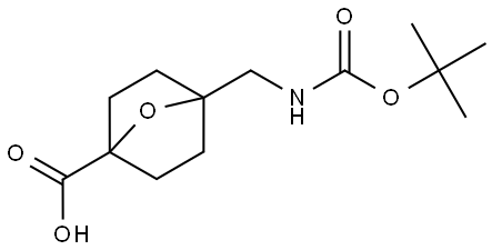 4-(((tert-Butoxycarbonyl)amino)methyl)-7-oxabicyclo[2.2.1]heptane-1-carboxylic acid Struktur
