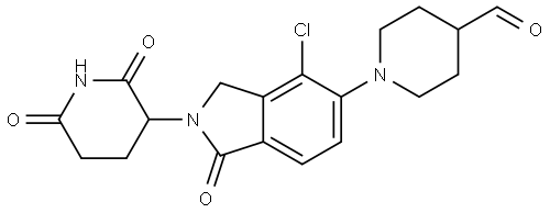 1-[4-chloro-2-(2,6-dioxo-3-piperidyl)-1-oxoisoindolin-5-yl]piperidine-4-carbaldehyde Struktur