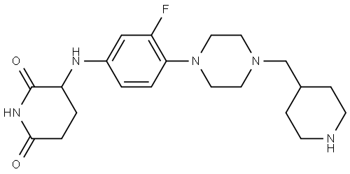 3-((3-fluoro-4-(4-(piperidin-4-ylmethyl)piperazin-1-yl)phenyl)amino)piperidine-2,6-dione dihydrochloride Struktur
