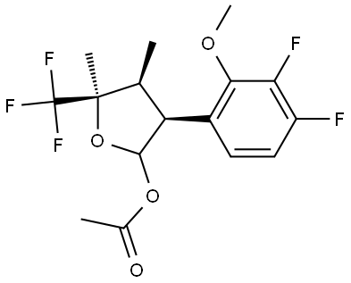 (3S,4S,5R)-3-(3,4-difluoro-2-methoxyphenyl)-4,5-dimethyl-5-(trifluoromethyl)tetrahydrofuran-2-yl acetate Struktur