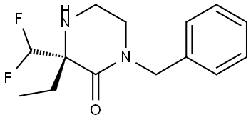 2-Piperazinone, 3-(difluoromethyl)-3-ethyl-1-(phenylmethyl)-, (3R)- Struktur