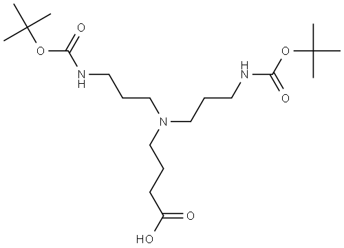 4-(Bis(3-((tert-butoxycarbonyl)amino)propyl)amino)butanoic acid Struktur