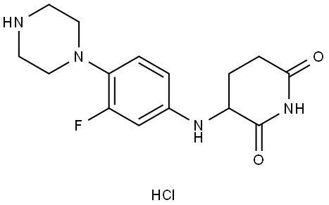 3-((3-fluoro-4-(piperazin-1-yl)phenyl)amino)piperidine-2,6-dione hydrochloride Struktur