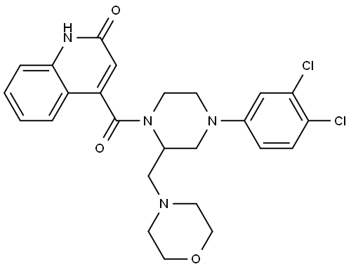 2(1H)-Quinolinone, 4-[[4-(3,4-dichlorophenyl)-2-(4-morpholinylmethyl)-1-piperazinyl]carbonyl]-|化合物 JZD-07
