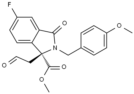 methyl (S)-5-fluoro-2-(4-methoxybenzyl)-3-oxo-1-(2-oxoethyl)isoindoline-1-carboxylate Struktur