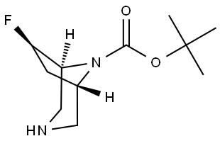 tert-butyl exo-6-fluoro-3,8-diazabicyclo[3.2.1]octane-8-carboxylate Struktur