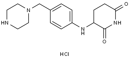 3-((4-(piperazin-1-ylmethyl)phenyl)amino)piperidine-2,6-dione hydrochloride Struktur