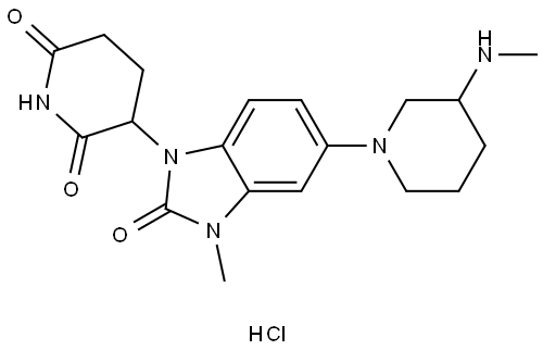 3-(3-methyl-5-(3-(methylamino)piperidin-1-yl)-2-oxo-2,3-dihydro-1H-benzo[d]imidazol-1-yl)piperidine-2,6-dione hydrochloride Struktur