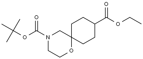 4-(tert-butyl) 9-ethyl 1-oxa-4-azaspiro[5.5]undecane-4,9-dicarboxylate Struktur