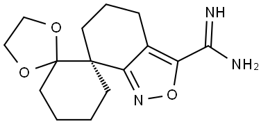 (S)-5,6-Dihydro-4H-dispiro[benzo[C]isoxazole-7,1'-cyclohexane-2',2''-[1,3]dioxolane]-3-carboximide Struktur