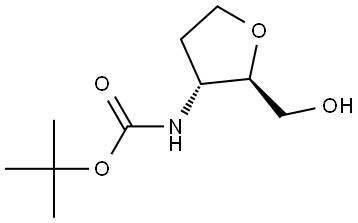 tert-butyl N-[(2R,3R)-2-(hydroxymethyl)tetrahydrofuran-3-yl]carbamate Struktur