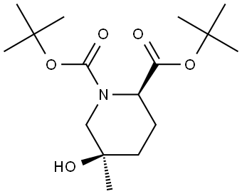 ditert-butyl (2R,5R)-5-hydroxy-5-methyl-piperidine-1,2-dicarboxylate Struktur
