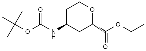 ethyl trans-4-(tert-butoxycarbonylamino)tetrahydropyran-2-carboxylate Struktur