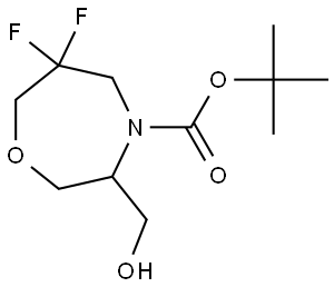tert-butyl 6,6-difluoro-3-(hydroxymethyl)-1,4-oxazepane-4-carboxylate Struktur