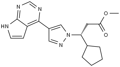 (R)-3-(4-(7H-吡咯并[2,3-D]嘧啶-4-基)-1H-吡唑-1-基)-3-環(huán)戊基丙酸甲酯 結(jié)構(gòu)式
