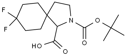 2-Azaspiro[4.5]decane-1,2-dicarboxylic acid, 8,8-difluoro-, 2-(1,1-dimethylethyl) ester Struktur