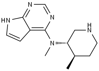7H-Pyrrolo[2,3-d]pyrimidin-4-amine, N-methyl-N-[(3R,4S)-4-methyl-3-piperidinyl]-, rel- Struktur