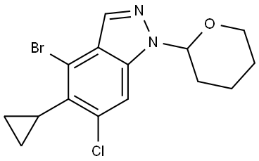 4-Bromo-6-chloro-5-cyclopropyl-1-(tetrahydro-2H-pyran-2-yl)-1H-indazole Struktur