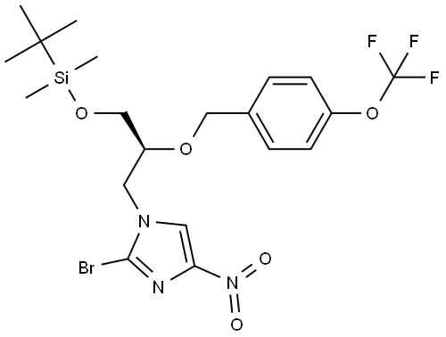 1H-Imidazole, 2-bromo-1-[(2S)-3-[[(1,1-dimethylethyl)dimethylsilyl]oxy]-2-[[4-(trifluoromethoxy)phenyl]methoxy]propyl]-4-nitro- Struktur