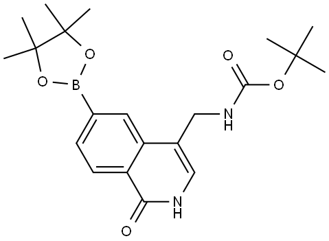 tert-Butyl ((1-oxo-6-(4,4,5,5-tetramethyl-1,3,2-dioxaborolan-2-yl)-1,2-dihydroisoquinolin-4-yl)methyl)carbamate Struktur
