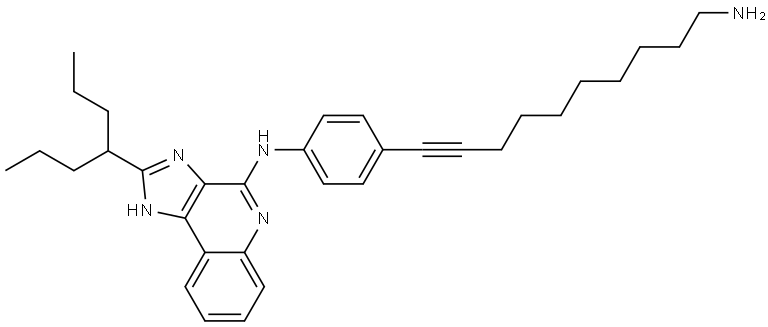 3H-Imidazo[4,5-c]quinolin-4-amine, N-[4-(10-amino-1-decyn-1-yl)phenyl]-2-(1-propylbutyl)- Struktur