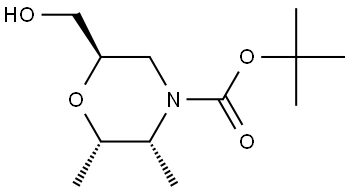 rel-tert-Butyl (2R,3S,6S)-6-(hydroxymethyl)-2,3-dimethylmorpholine-4-carboxylate Struktur