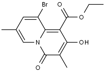 4H-Quinolizine-1-carboxylic acid, 9-bromo-2-hydroxy-3,7-dimethyl-4-oxo-, ethyl ester Struktur