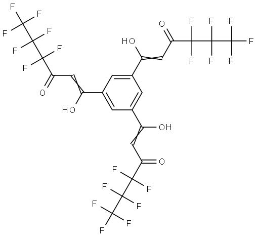1,1',1''-(benzene-1,3,5-triyl)tris(4,4,5,5,6,6,6-heptafluoro-1-hydroxyhex-1-en-3-one) Struktur