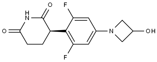 2,6-Piperidinedione, 3-[2,6-difluoro-4-(3-hydroxy-1-azetidinyl)phenyl]-, (3R)- Struktur