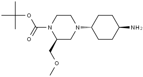 1-Piperazinecarboxylic acid, 4-(trans-4-aminocyclohexyl)-2-(methoxymethyl)-, 1,1-dimethylethyl ester, (2S)- Struktur