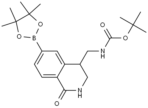 tert-Butyl ((1-oxo-6-(4,4,5,5-tetramethyl-1,3,2-dioxaborolan-2-yl)-1,2,3,4-tetrahydroisoquinolin-4-yl)methyl)carbamate Struktur