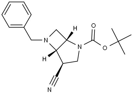 (1S,4R,5S)-tert-Butyl 6-benzyl-4-cyano-2,6-diazabicyclo[3.2.0]heptane-2-carboxylate Struktur