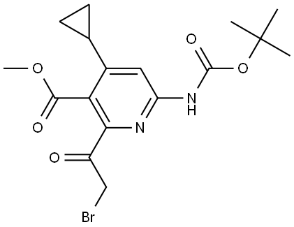 Methyl 2-(2-bromoacetyl)-6-((tert-butoxycarbonyl)amino)-4-cyclopropylnicotinate Structure