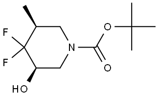 1-Piperidinecarboxylic acid, 4,4-difluoro-3-hydroxy-5-methyl-, 1,1-dimethylethyl ester, (3R,5S)-rel- Struktur