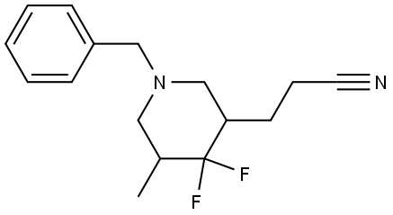 3-Piperidinepropanenitrile, 4,4-difluoro-5-methyl-1-(phenylmethyl)- Struktur
