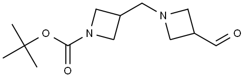 tert-Butyl 3-((3-formylazetidin-1-yl)methyl)azetidine-1-carboxylate Struktur