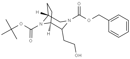 3-Benzyl 8-(tert-butyl) (1S,5R)-2-(2-hydroxyethyl)-3,8-diazabicyclo[3.2.1]octane-3,8-dicarboxylate Struktur