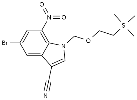 5-Bromo-7-nitro-1-((2-(trimethylsilyl)ethoxy)methyl)-1H-indole-3-carbonitrile Struktur