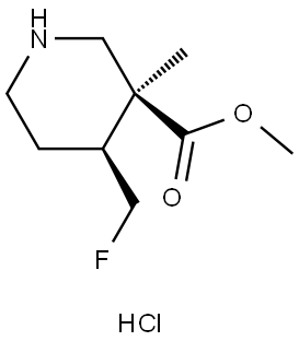 Methyl (3S,4S)-4-(fluoromethyl)-3-methylpiperidine-3-carboxylate hydrochloride Struktur