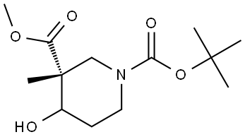 1,3-Piperidinedicarboxylic acid, 4-hydroxy-3-methyl-, 1-(1,1-dimethylethyl) 3-methyl ester, (3R)- Struktur