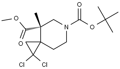 6-(tert-Butyl) 4-methyl (4S)-1,1-dichloro-4-methyl-6-azaspiro[2.5]octane-4,6-dicarboxylate Struktur