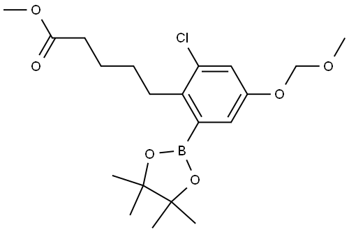 Methyl 5-(2-chloro-4-(methoxymethoxy)-6-(4,4,5,5-tetramethyl-1,3,2-dioxaborolan-2-yl)phenyl)pentanoate Struktur