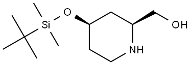 2-Piperidinemethanol, 4-[[(1,1-dimethylethyl)dimethylsilyl]oxy]-, (2S,4R)- Struktur