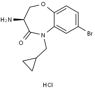 1,5-Benzoxazepin-4(5H)-one, 3-amino-7-bromo-5-(cyclopropylmethyl)-2,3-dihydro-, hydrochloride (1:1), (3S)- Struktur