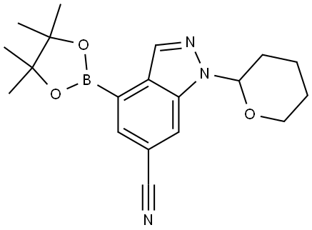 1-(Tetrahydro-2H-pyran-2-yl)-4-(4,4,5,5-tetramethyl-1,3,2-dioxaborolan-2-yl)-1H-indazole-6-carbonitrile Struktur
