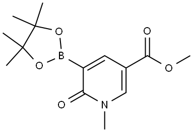 Methyl 1-methyl-6-oxo-5-(4,4,5,5-tetramethyl-1,3,2-dioxaborolan-2-yl)-1,6-dihydropyridine-3-carboxylate Struktur