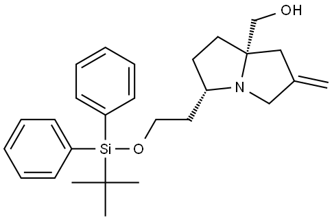 ((5S,7aS)-5-(2-((tert-Butyldiphenylsilyl)oxy)ethyl)-2-methylenehexahydro-1H-pyrrolizin-7a-yl)methanol Struktur