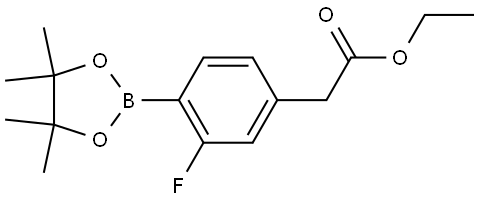 Benzeneacetic acid, 3-fluoro-4-(4,4,5,5-tetramethyl-1,3,2-dioxaborolan-2-yl)-, ethyl ester Struktur