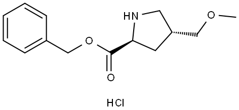 (2R,4S)-Benzyl 4-(methoxymethyl)pyrrolidine-2-carboxylate hydrochloride Struktur